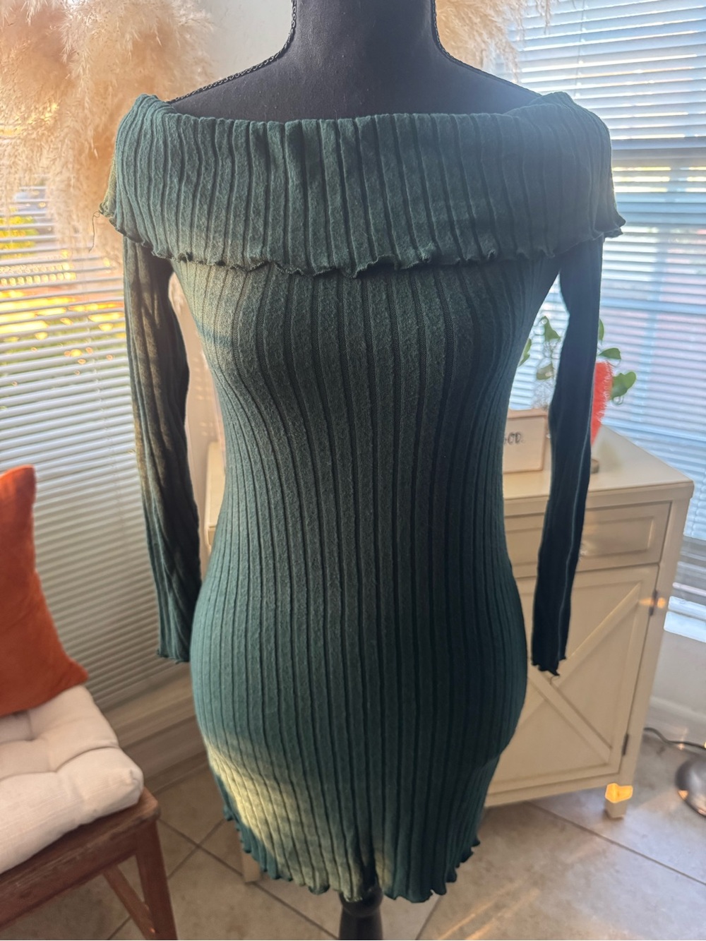 Heart Hips Dark Teal Ribbed Knit Sweater